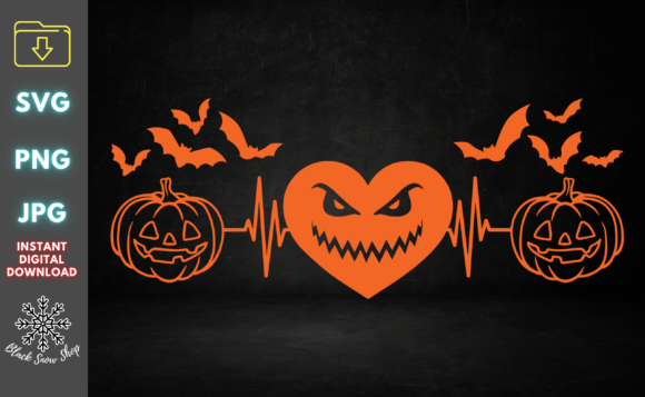 Heartbeat Pumpkin Halloween SVG